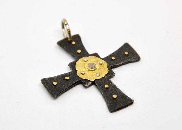 Steel and Gold Cross Pendant - Image 3