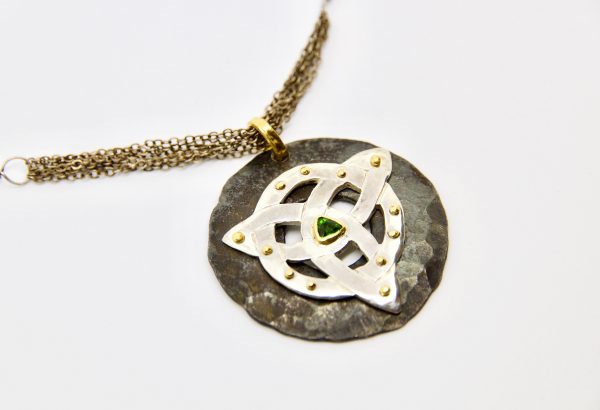 Silver Woven Pendant on Necklace
