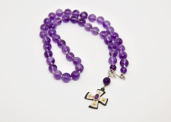 Silver and Amethyst Cross Necklace - Image 4