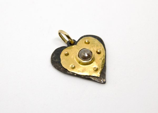 Gold and 1 CT Diamond Heart Pendant
