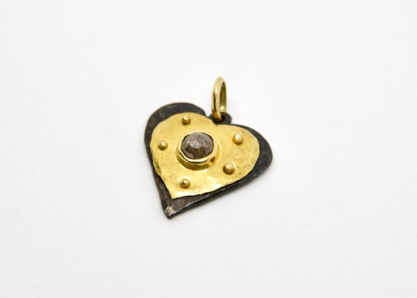 Gold and 1 CT Diamond Heart Pendant - Image 2