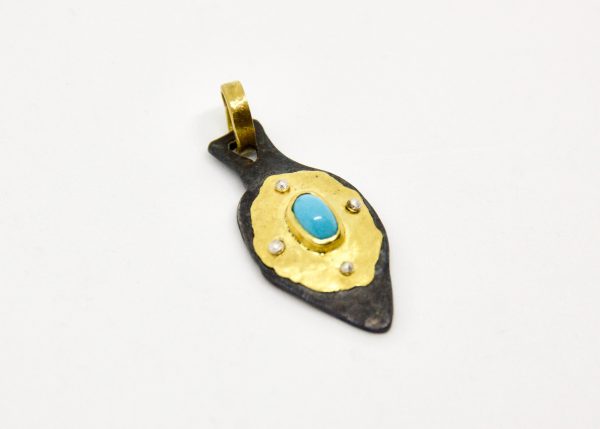 Gold and Turquoise Pendant - Image 4