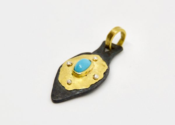 Gold and Turquoise Pendant - Image 3