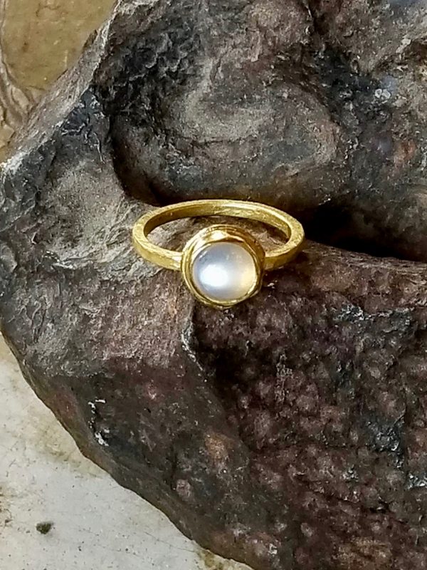 22K Gold Ring with Rainbow Moonstone
