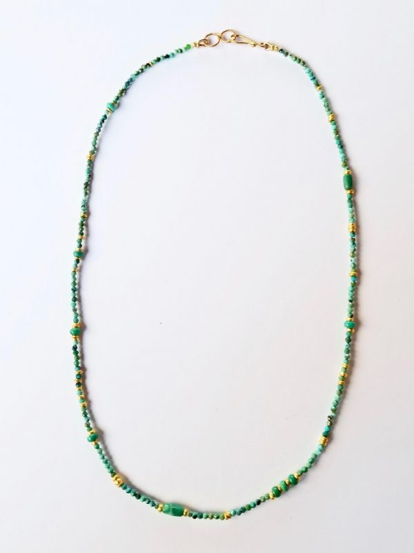 22K Gold and Turquoise Beaded Necklace - Image 2
