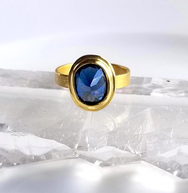 22K Gold Ring with 3 Carat Blue Sapphire
